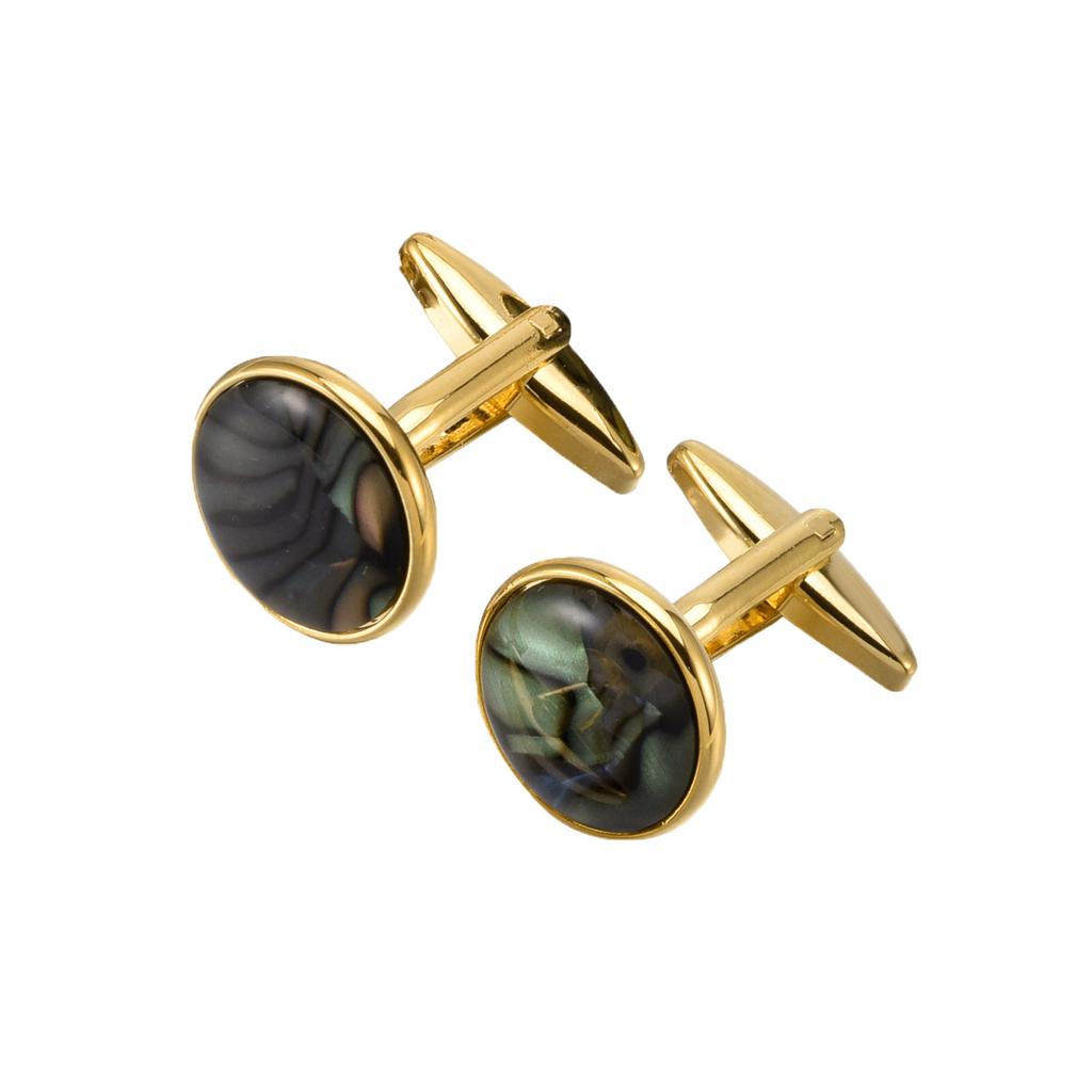 Dongguan High-End Suit Men'S K Gold Color Abalone Fritillary French Cufflinks Tie Clip Set Sleeve Studs Breast Pin Buckle