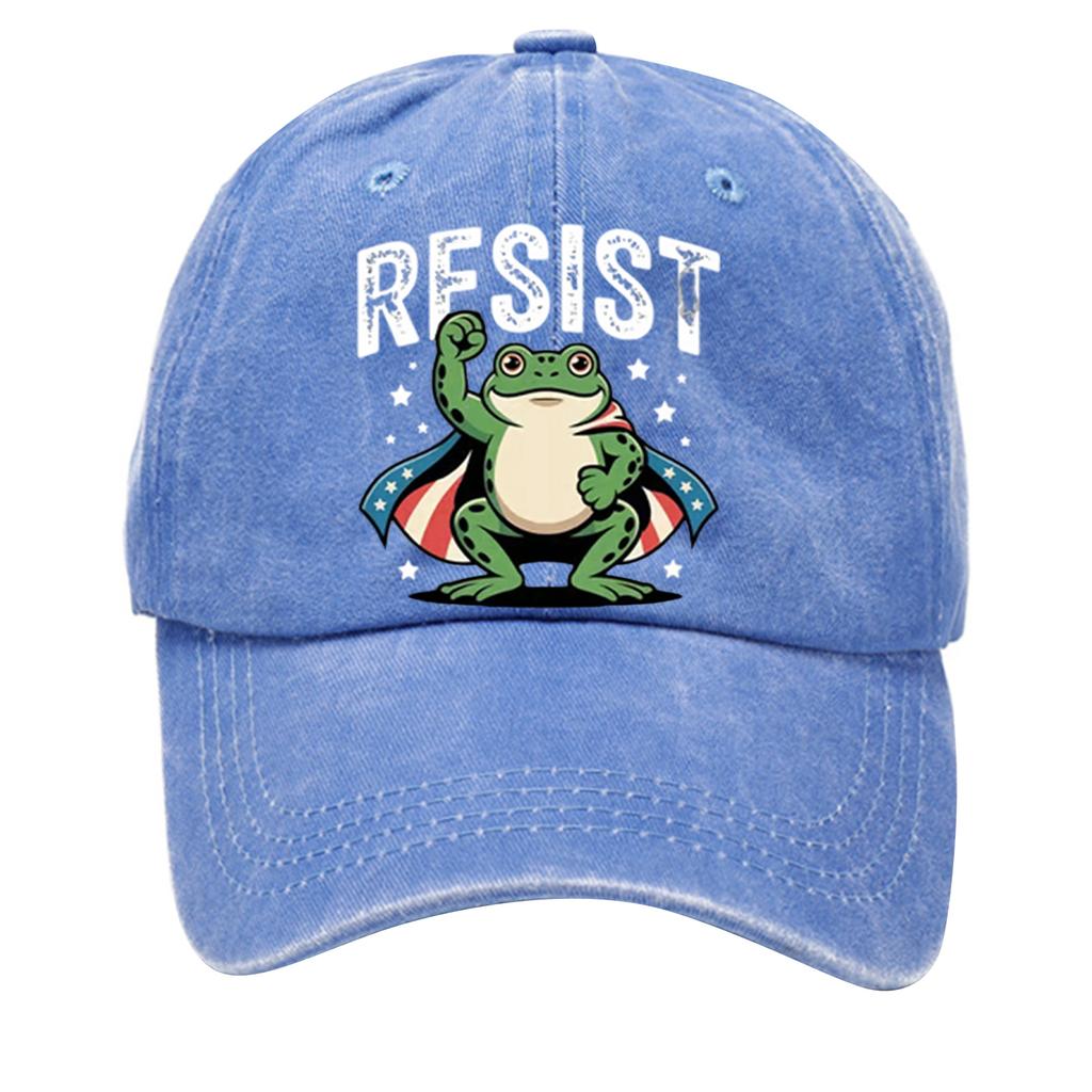 Men's Washed Cotton Baseball Cap With Printed Distressed Soft Top Denim Hat, Vintage Hat