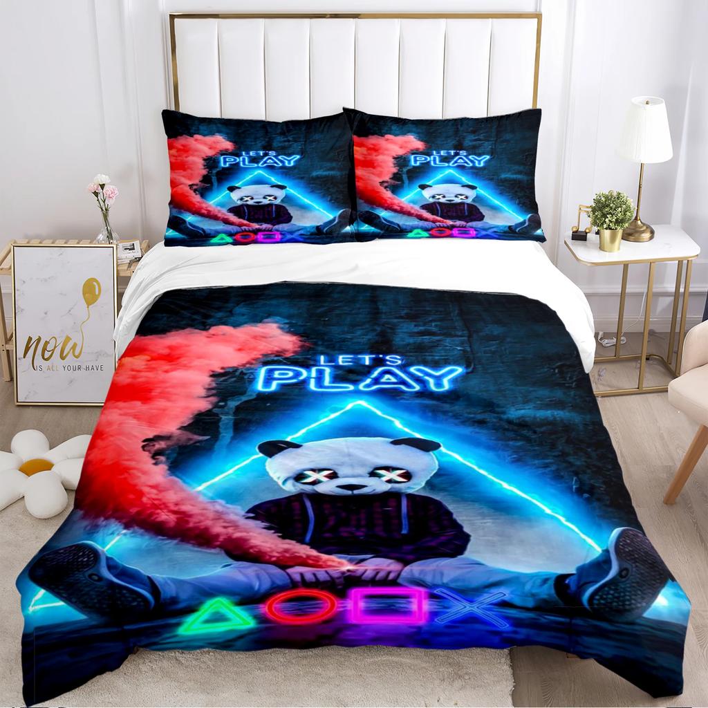 Urocza Poszewka na Kołdrę Panda Kreskówkowa Kawaii Zestawy Pościeli Miękka Poszewka na Kołdrę i Poszewki na Poduszki dla Nastolatków PojedynczaPodwójnaQueenKing