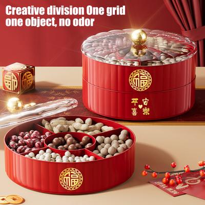 Einteilige/Doppelschichtige/Dreischichtige geteilte Servierschale mit Deckel Chinesisches Neujahr Servierschüssel Dekorative Dessertschale Snacks-Platte für das Frühlingsfest