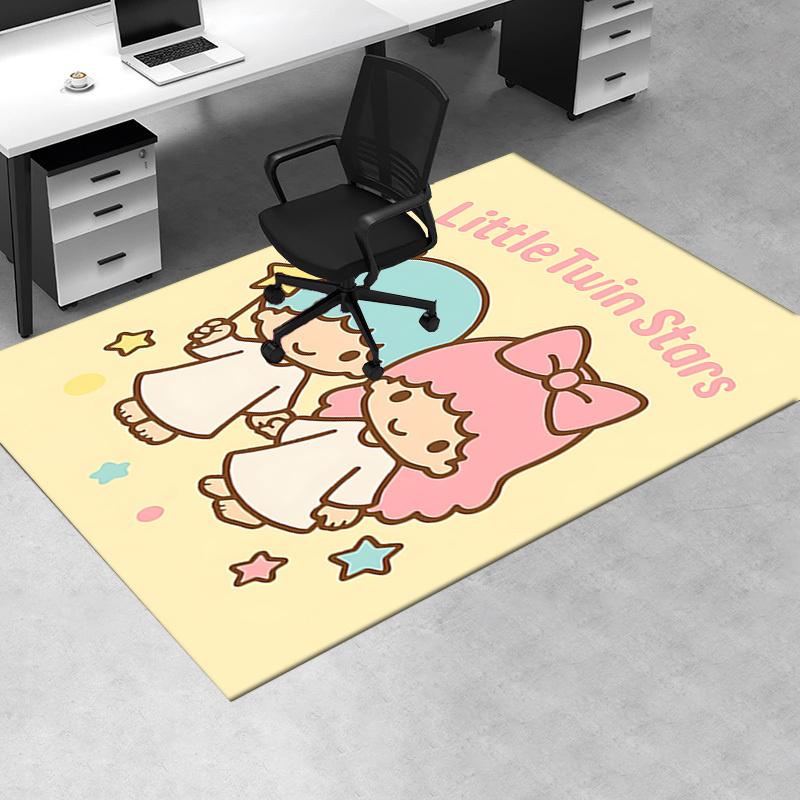 Office Rug Little Twin Stars, Anime Characters Anti-Slip Rug, Machine Washable for Living Room, Bedroom, Office, Multiple Sizes, Bedroom Mat, Decorati