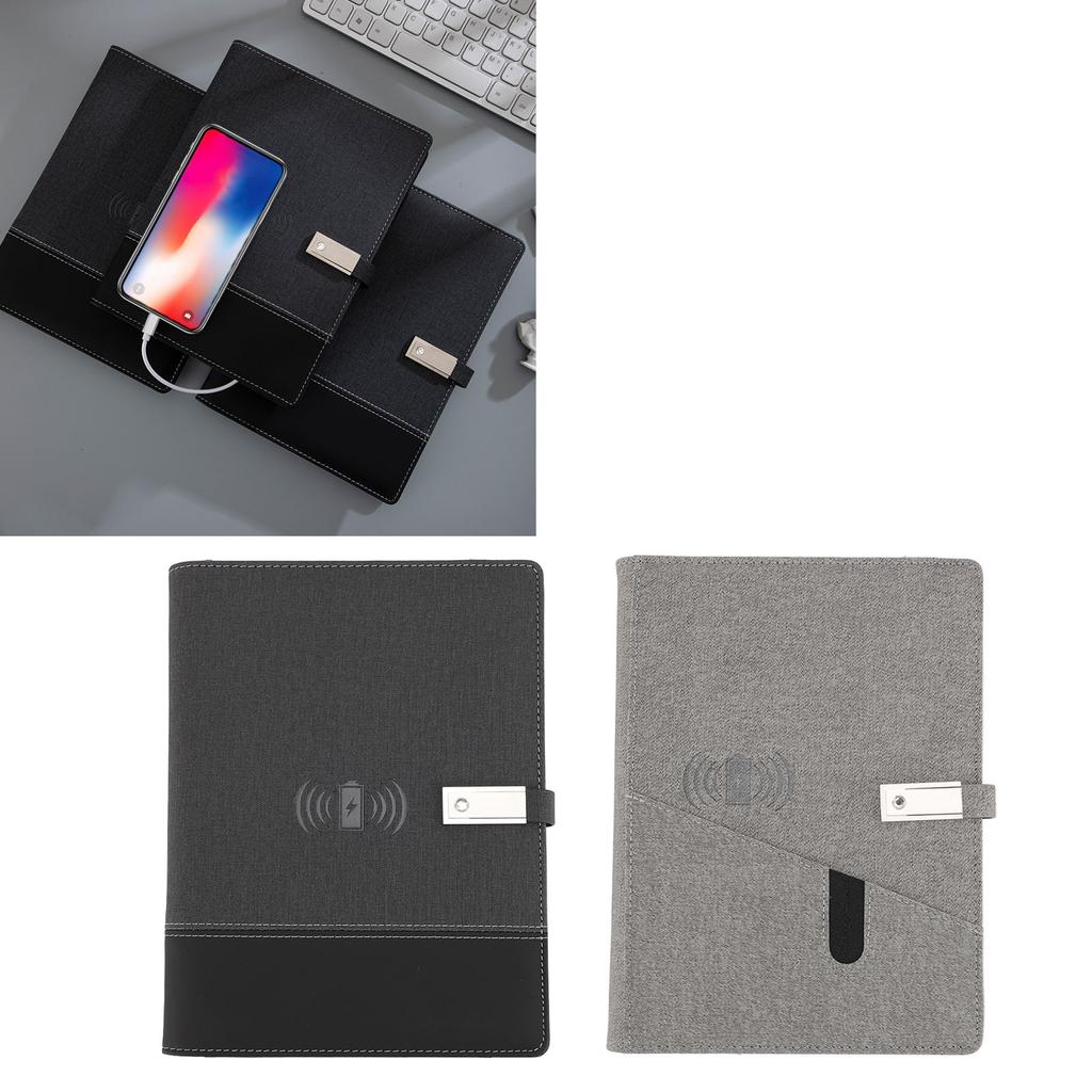 Taccuino Smart Office in PU con 3 Porte di Ricarica Batteria 8000mAh 80 Fogli 160 Pagine Taccuino A5 in PU