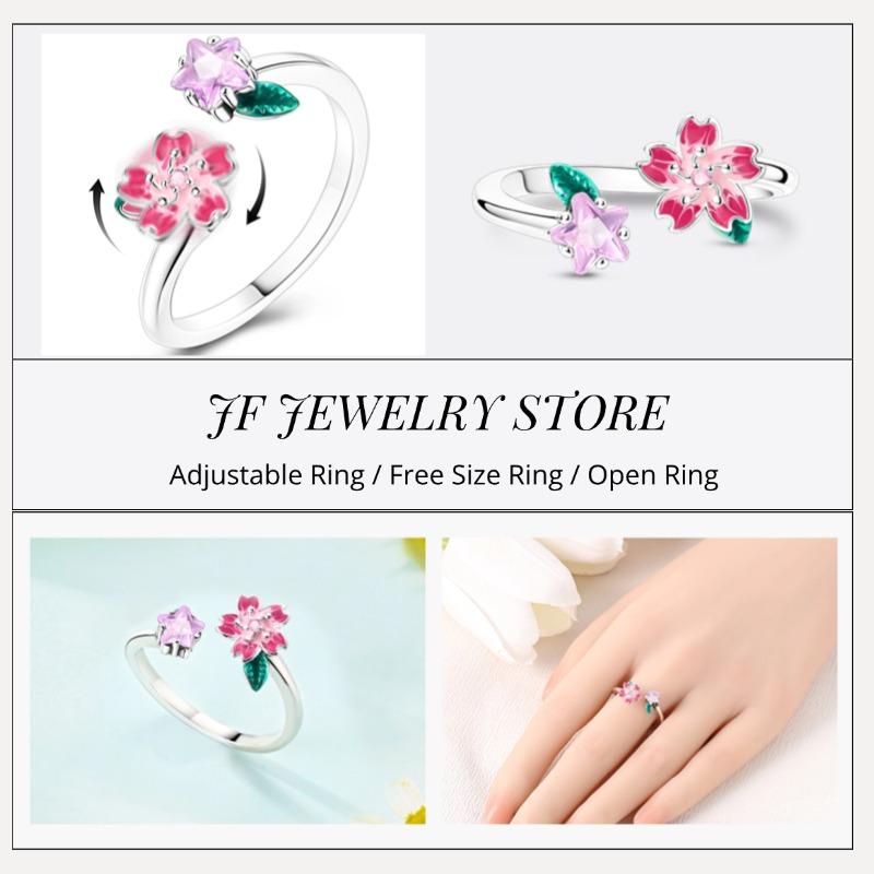 Free Size Ring For Women S925 Silver Original Blue Eyes Dragon Bee Shell Cherry Adjustable Rings Clover Chain Open Ring Jewelry