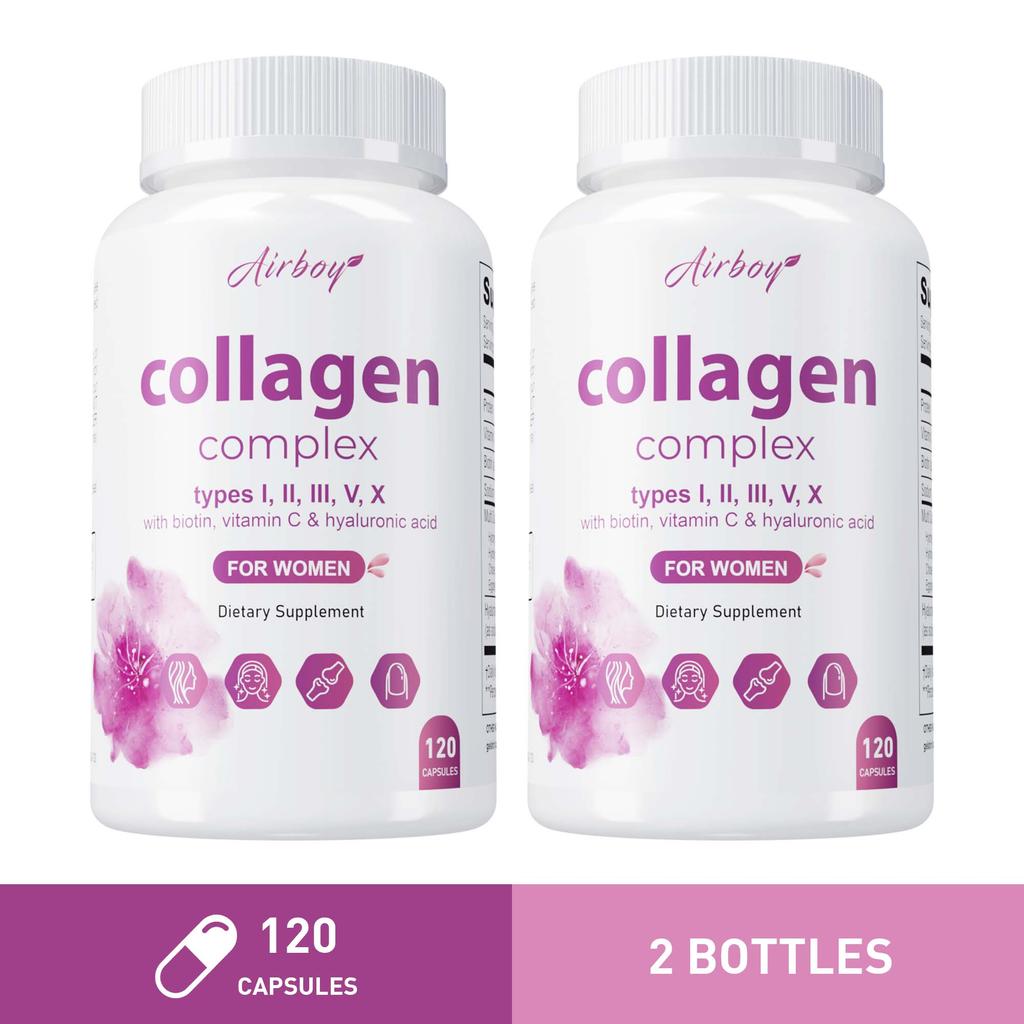 Collagen capsules containing biotin, vitamin C, and hyaluronic acid help maintain skin elasticity and support healthy hair, nails, and joints.