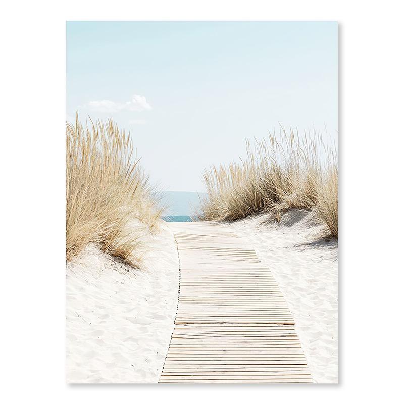 Ocean Beach Bridge Wall Art Canvas Paintings Sea Palm Tree Leaves Bus Posters Nordic Living Room Prints Pictures for Home Decor