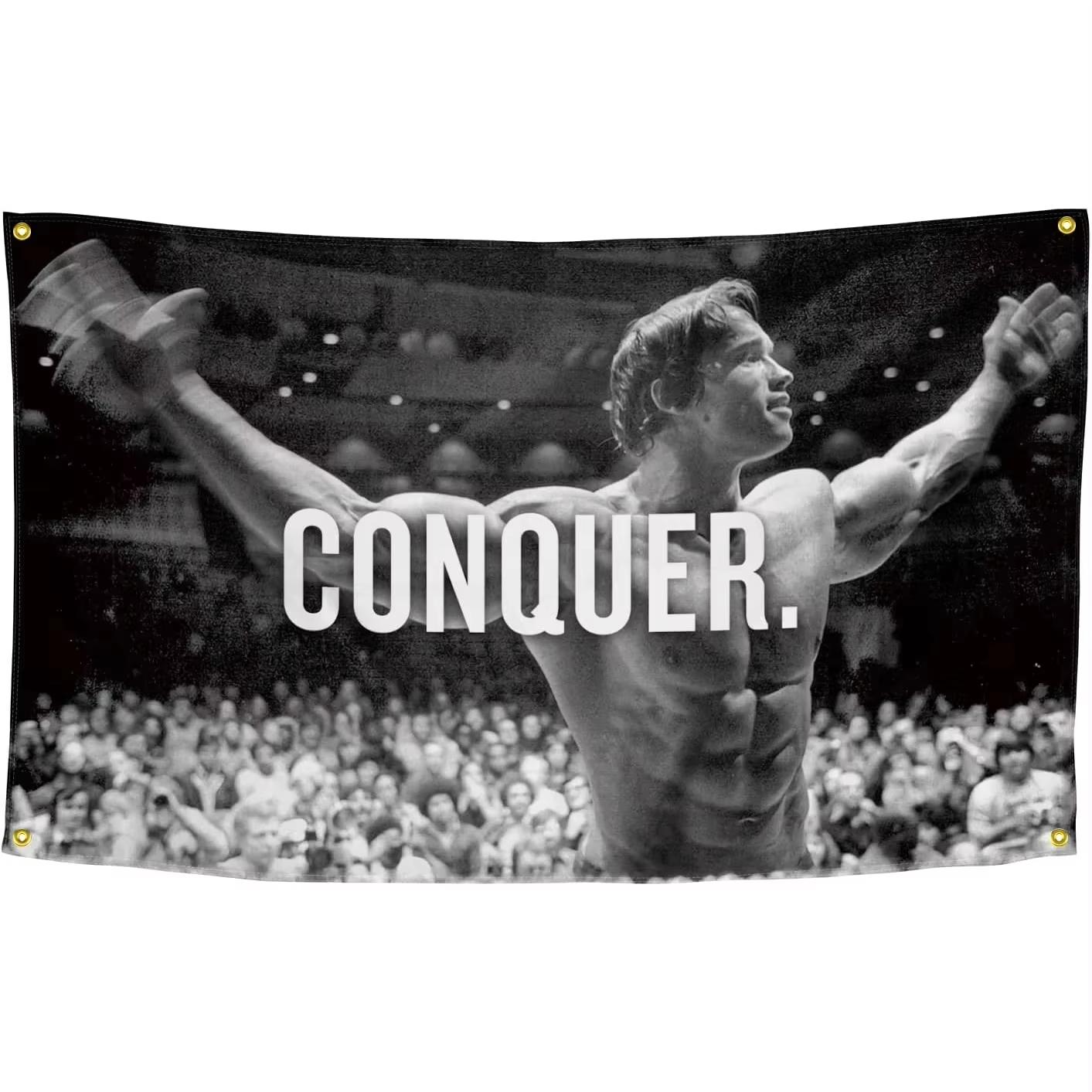 

1PC Arnold Schwarzenegger conquers tapestry funny gym banner wall hanging flag university dormitory room decoration 74x94cm(29x37in)