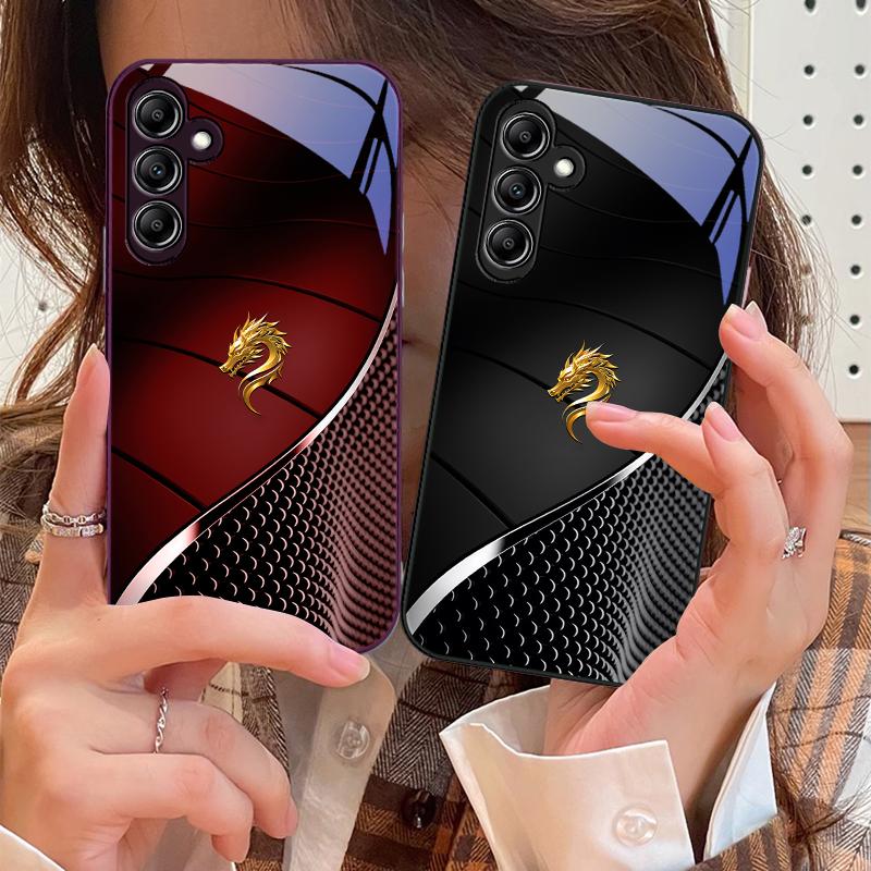 Tempered Glass Phone Case for Samsung Galaxy A14 4G 20 30 52 20S 21S 22 A25 32 33 34 42 50 51 53 54 70 71 72 73 5G dragon