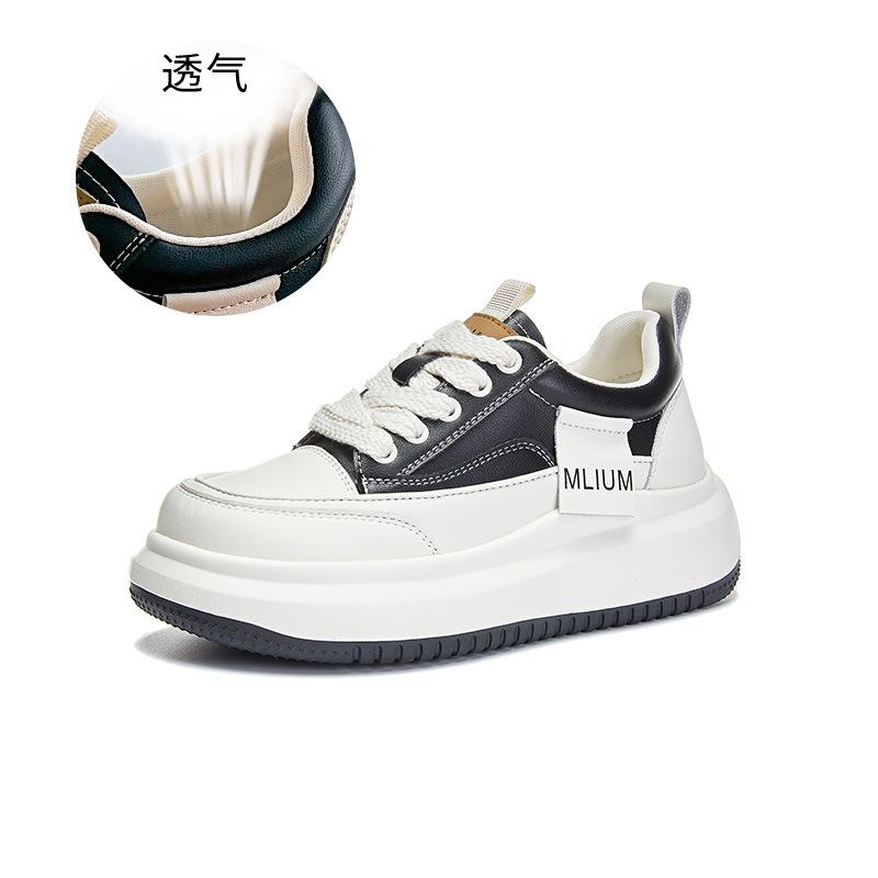 

Foam sole leather little white shoes 2025 spring new thick sole heightening shoes fashion casual shoes versatile comfortable women s shoes 35