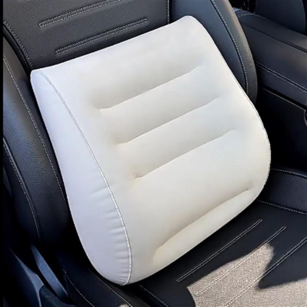 PVC Liner Inflatable Lumbar Pillow Soft Flocking Air Waist Support Lumbar Back Pad Road Travel