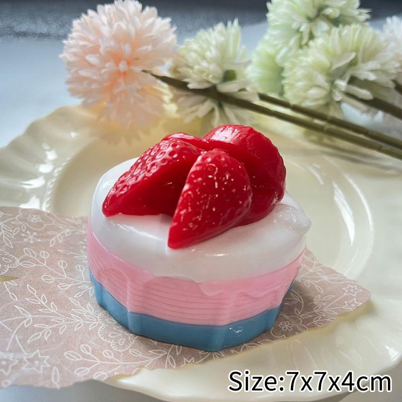 Simulation Strawberry Cake Squishy Sensory Fidget Toy Slow Rising Cream Souffle Ball Stress Relief Squeeze Decompression Toy