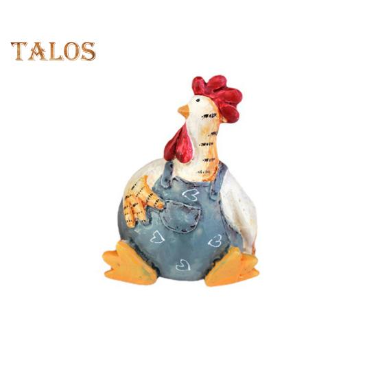 

Фигурка петуха, смоляное настольное украшение для курицы, сидящая мультяшная статуя курицы, пасхальный декор для сада, домашнего стола, камина синий