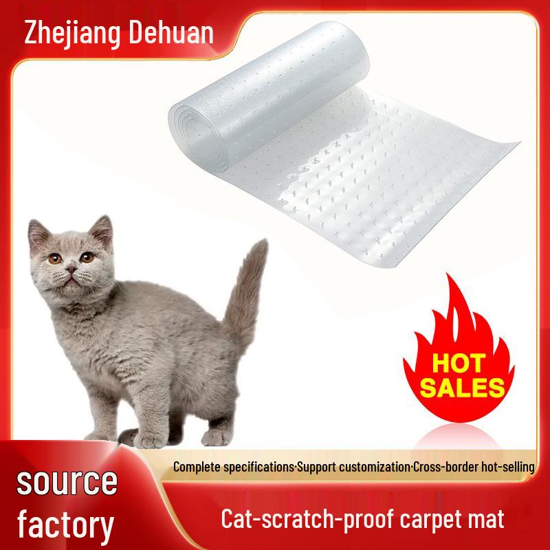 PVC Pet Scratch-Resistant Carpet Protector: Transparent Floor Mat To Prevent Cats from Scratching Doors.