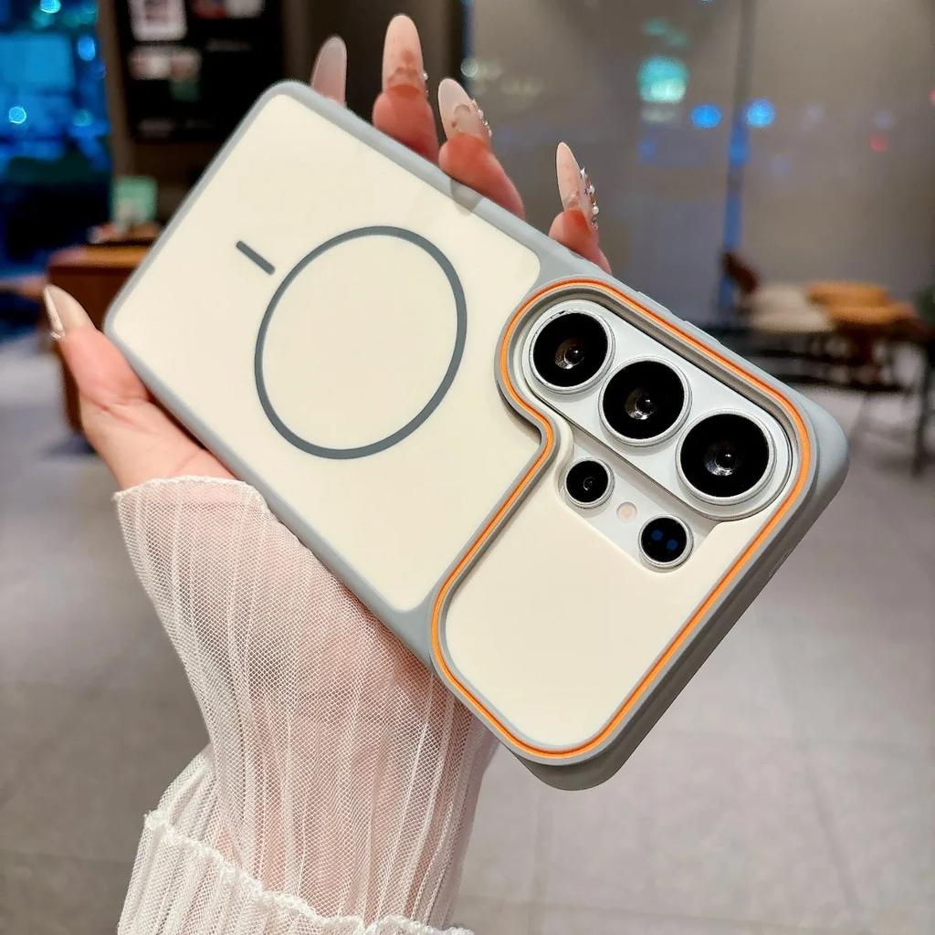 Luxury Contrast Color Frosted Magnetic Phone Case for Samsung Galaxy S26 Plus S26 S25 S24 S23 Ultra for Magsafe Shockproof Cover