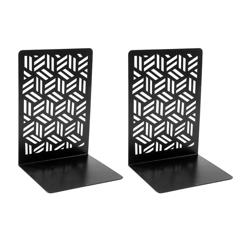 

1 Pair Multifunctional Book End Hollow Book Stoppers Metal Book Holders Simple Decorative Bookends чорний