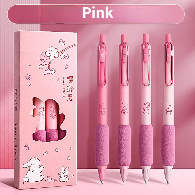 Paquete de 4 bolígrafos de gel de 0,5 mm para estudiantes, bolígrafos de tinta negra, material de oficina y escolar