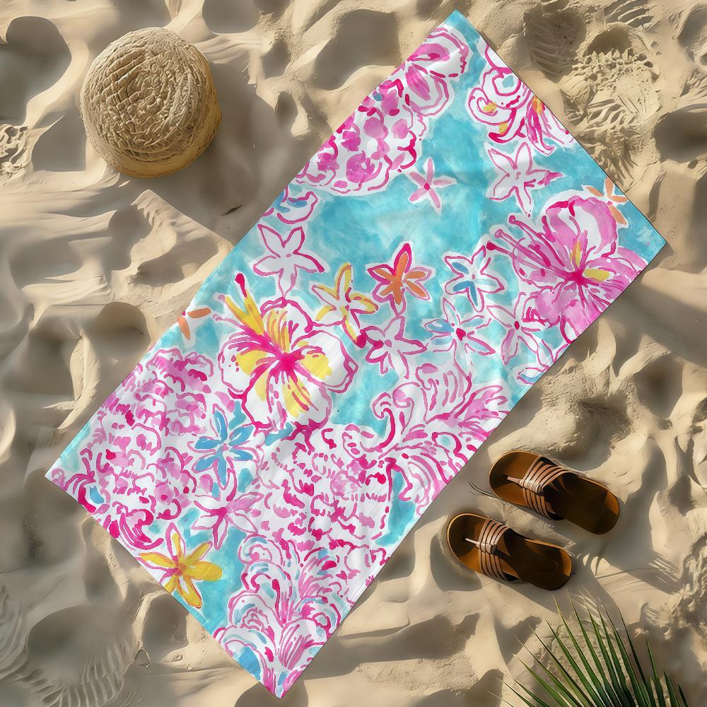 

Art L-Lilly Flowes P-Pulitzer-S Towel Soft Lightweight Anti-Sand Large Beach Towel Quick-Drying Bath Sports Family W40*H60(CM)