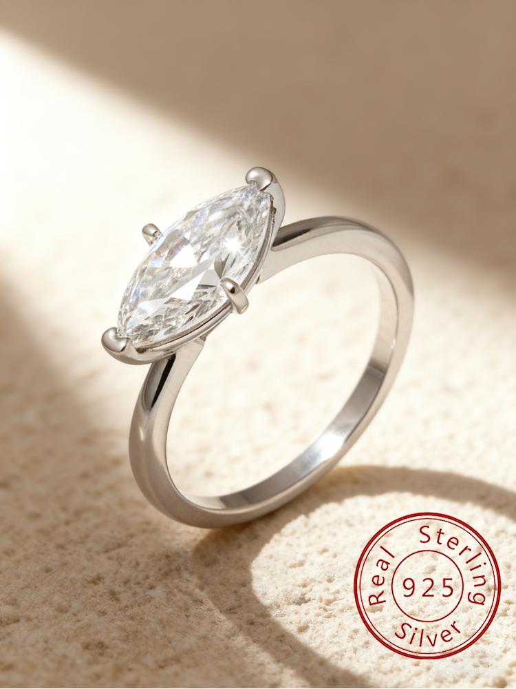 925 Sterling Silver Exquisite Fashion Marquise Shape Zircon Ring For Women Engagement Wedding Anniversary High Quality Jewelry