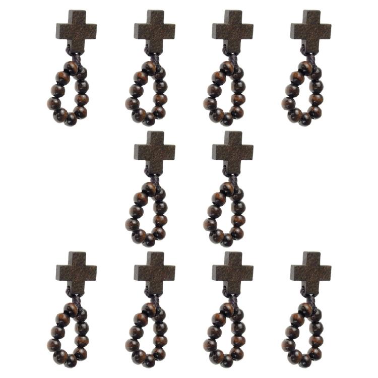 Wooden Rosary Beads 8mm with Crosses Pendant Gift for Prayer & Meditations Beads Religious Accessories