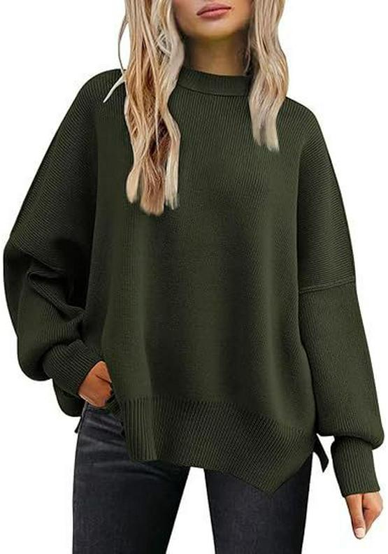 Women's Loose Solid Color Bat Sleeve Knit Sweater - Autumn/Winter Collection
