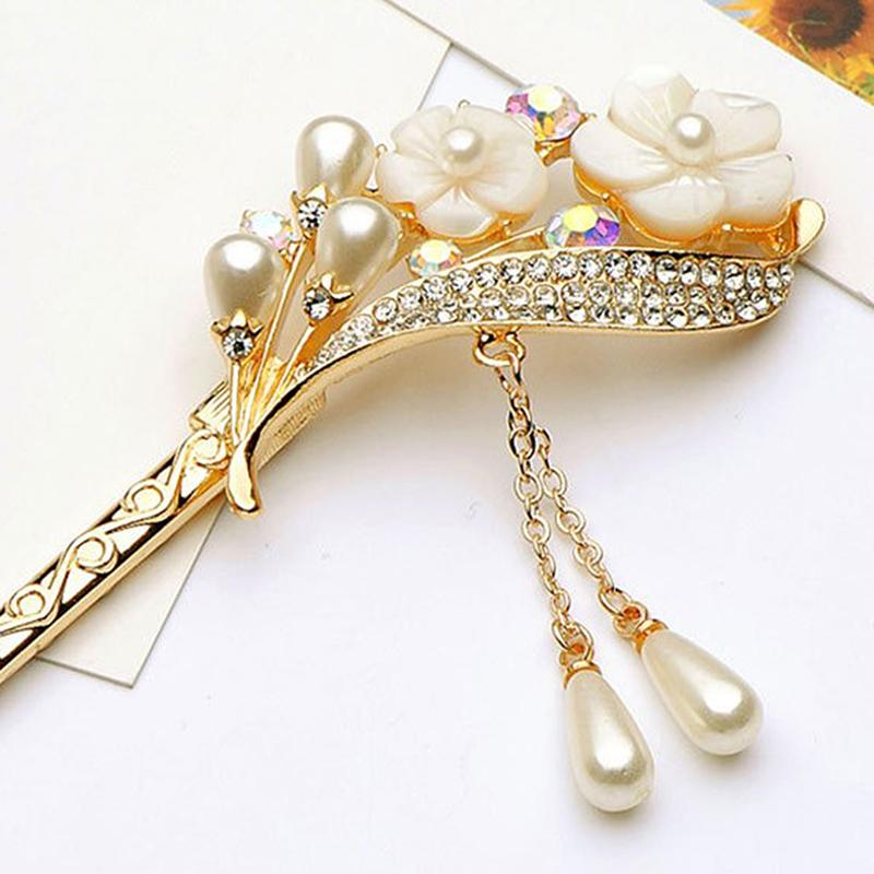 Vintage Chinese Style Hair Stick, 1 Piece Metal Hairpin with Rhinestone Decoration