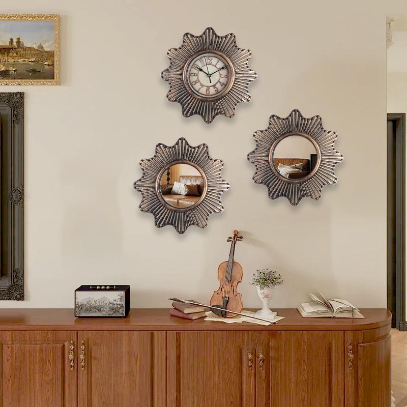 Wall Clock Retro Silent Living Room Home Wall Clock Bedroom Round Art Clock Quartz Clock