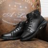 Autumn Cheap Mens Black Boots Trendy Comfortable Casual Leather Boots Men High-top Lace-up  Work Boots For Men Botas Para Hombre