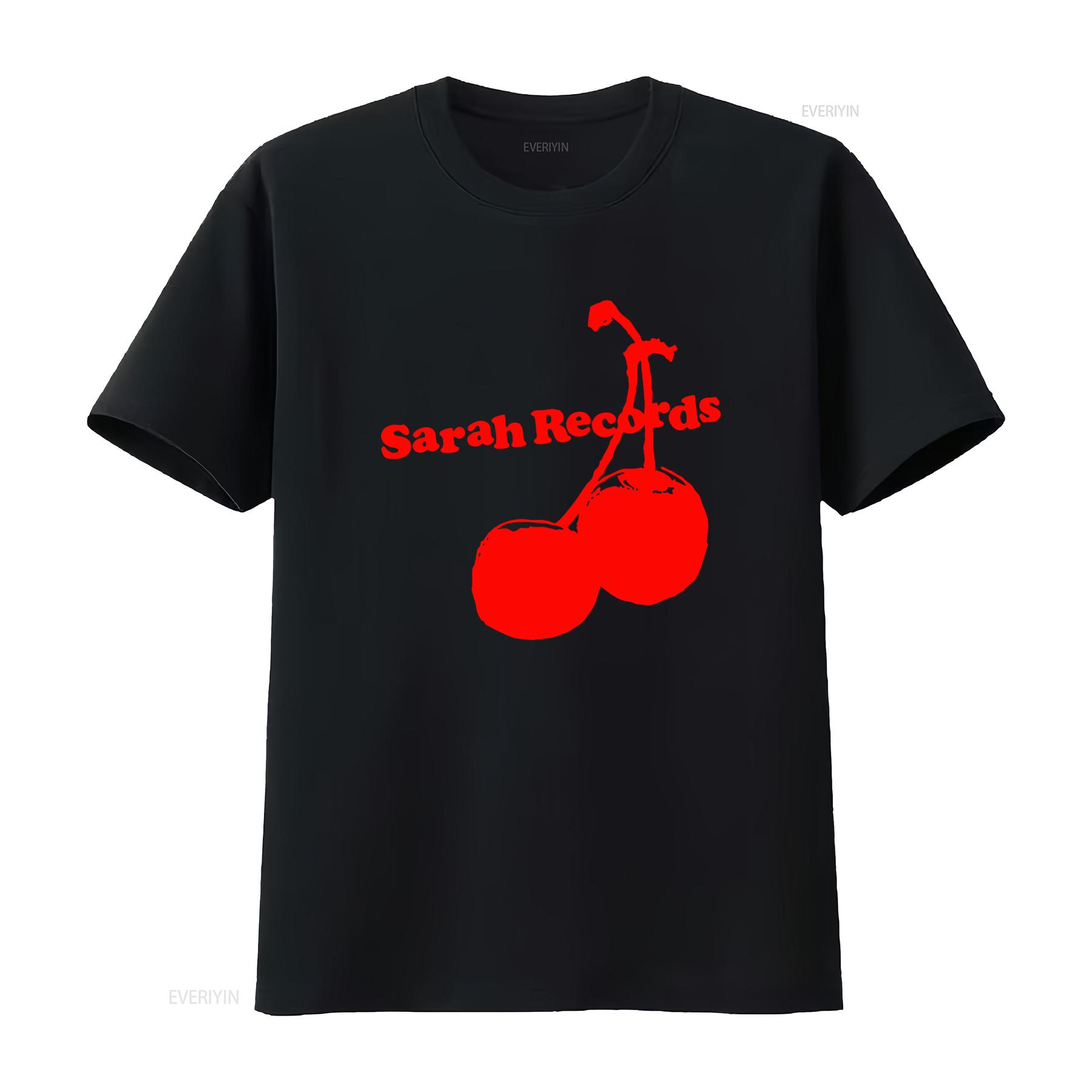 

Sarah Records T Shirt Retro Cherry Print Vintage Indie Rock Style Soft Cotton Perfect for Music Lovers vintage Washed fashion 4XL