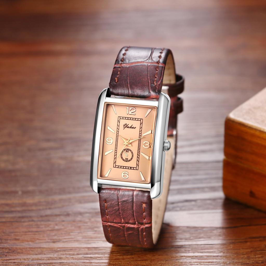Stylish and waterproof square Antique analog PU leather perfect for quartz and accessories ideal for or as a gift for your women's watch display,