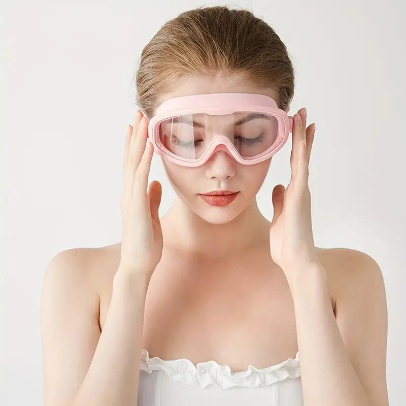 1Pcs Adult Transparent Large-Frame Swimming Goggles and Swimming Cap Set with Extra Large Field of View Waterproof Anti-Fog