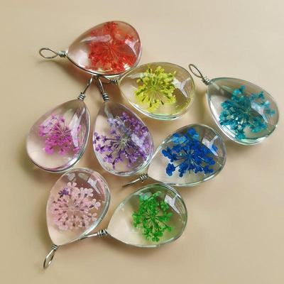 "European and American Bestseller: Dried Flower Pendant with Crystal, Tree of Life Water Drop Necklace."