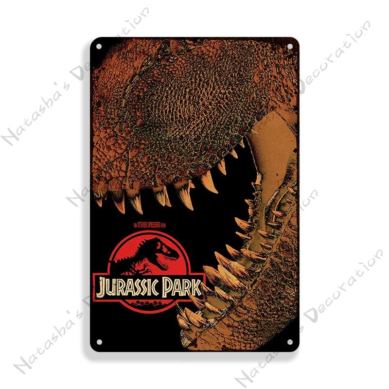 Classic Movie Poster Jurassic Park Metal Sign Retro Poster Vintage Metal Plaque Rusty Metal Sign Club Bar Cafe Industrial Decor