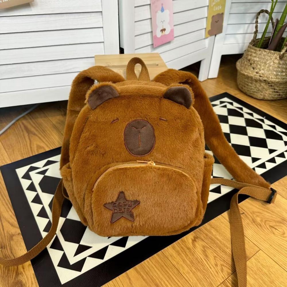Capybara peluş sırt çantası Kawaii moda peluş bebek kürk çanta çocuk çantası omuzdan askili çanta Mini sırt çantası çanta kız arkadaşı için hediyeler