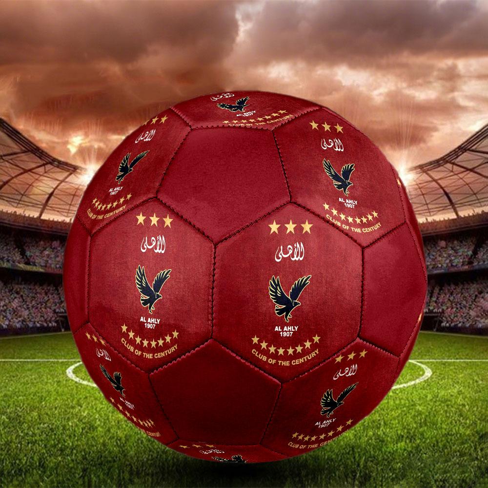 Al Ahly SC Size 5 Soccer Ball, Machine-Stitched PVC, Durable & High Bounce, All Ages Fit, Fan Merchandise, Matches & Outdoor Use.