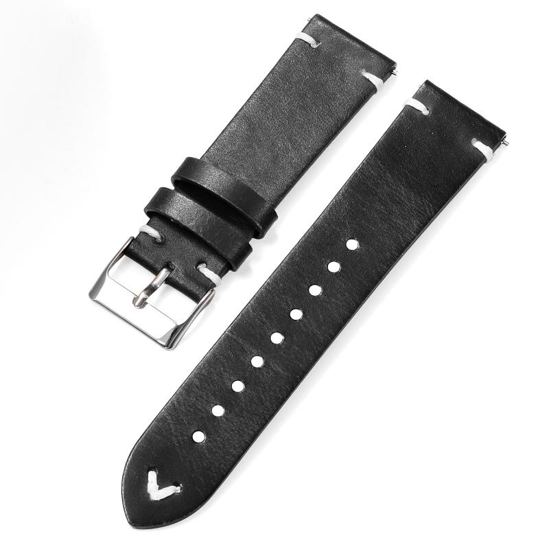 Retro Oil Wax Genuine Calfskin Watch Band Quick Release Handmade Stitching Leather Watch Strap 18mm 20mm 22mm Watch Accessories