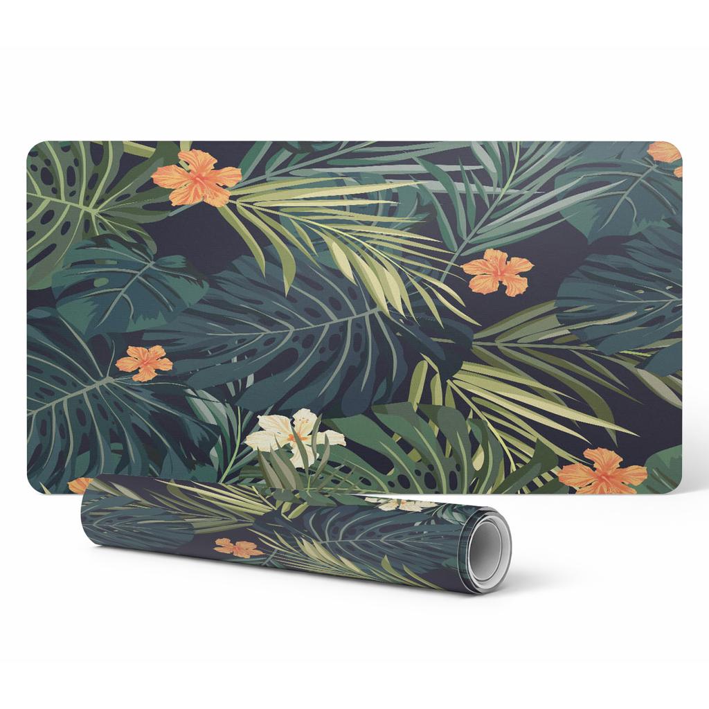 Non-slip Protective Desk Mat Tropical Leaves Flower 120X60 Cm