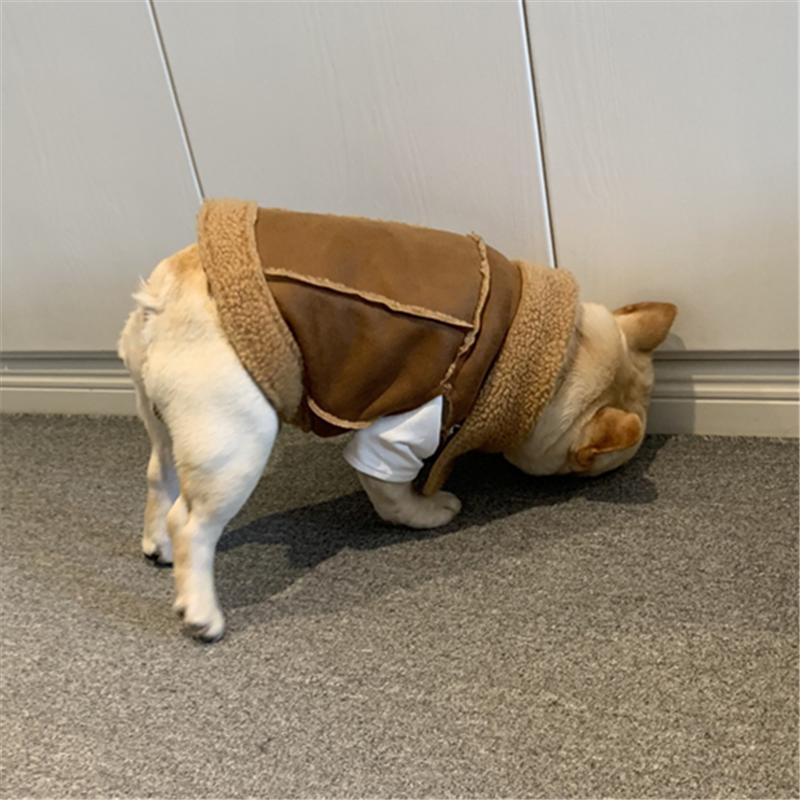 French Bulldog Clothes Winter Frenchie Dog Coat Jacket Pug Clothing Schnauzer Dog Outfit Suede Cashmere Pet Vest Costume Apparel