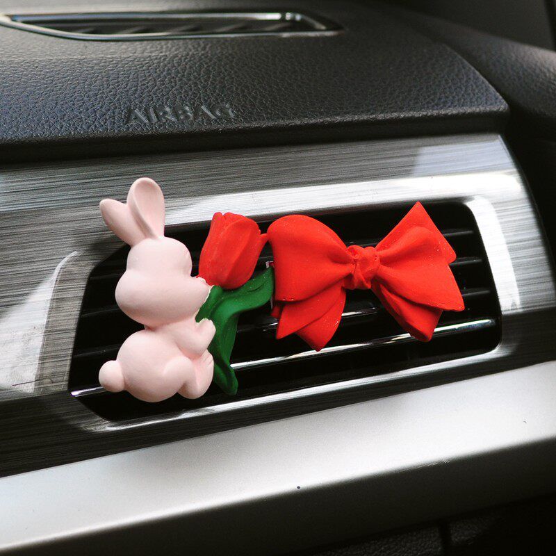 Cute Internet-Famous Bunny Car Air Freshener, Long-Lasting Aroma Diffuser, Car Vent Bouquet Decoration Clip, Gift for Girls