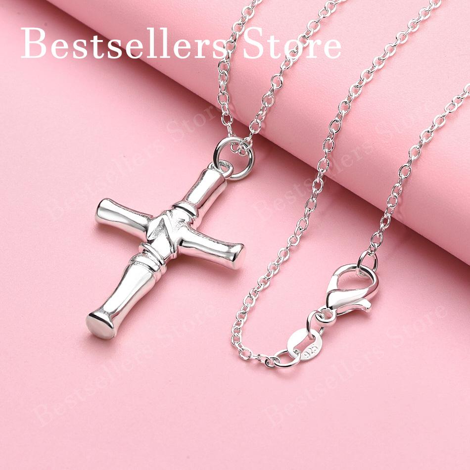 Collana con pendente a croce squisita in argento sterling 925, 16-30 pollici, per uomo e donna, gioielli alla moda, accessori hip-hop