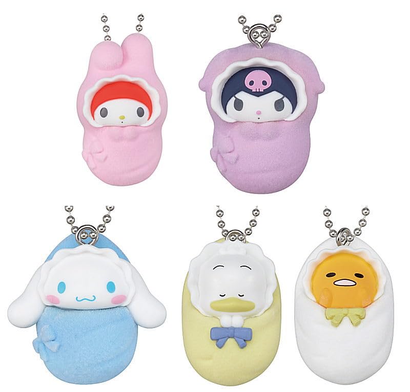 Sanrio Characters Swaddle Baby Mascot 3 of 5 Gachapon Capsule Toy [Set (Complete)]