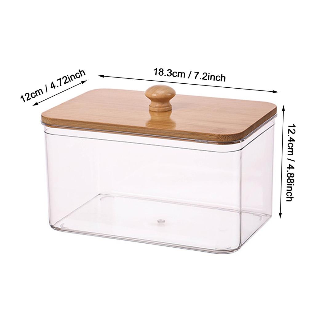 Laundry Room Storage Box With Bamboo Lid For Laundry Powder Home Living Room Coffee Table Desktop Creative Cotton Swab Box