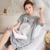 New Cartoon Totoro Pajamas Girls Sleepwear Night Dress Gray Color Summer Home Wear Comfortable Short Sleeve Dress Plus Size