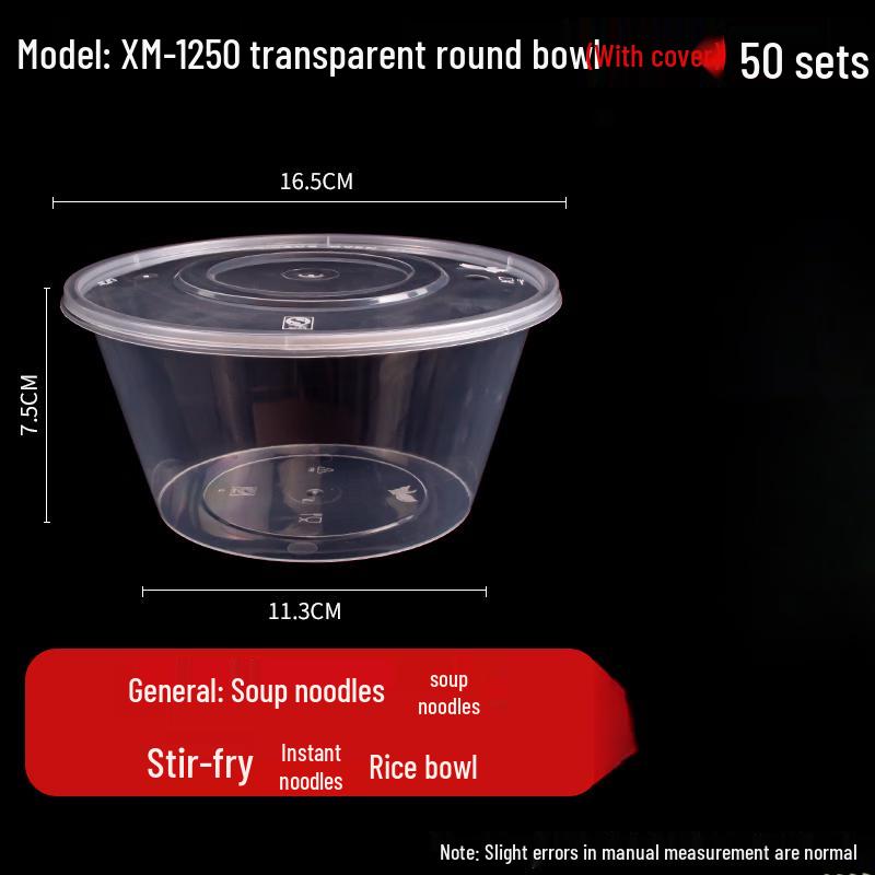 Disposable Round Food Grade Plastic Takeaway Containers with Lids