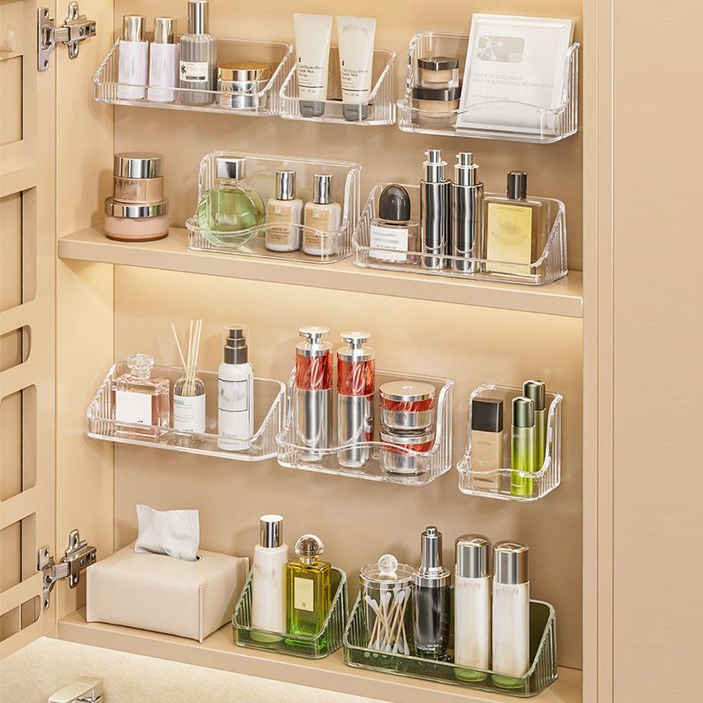 New Multifunctional Cosmetic Storage Box Cabinet Wall Mounted Oblique Desk Storage Organizer Transparent Bathroom Shelves Rack
