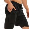 Men's Anime Double-Layer Quick-Dry Shorts & Tee Set for Outdoor Running & Fitness