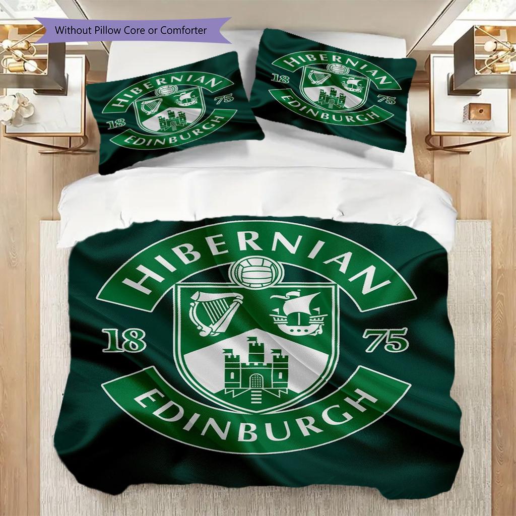 Hibernian Edinburgh Emblema Storico Set da Tre Pezzi (1 * copripiumino + 2 * federa, senza nucleo) Set biancheria da letto 2D Piatto Regalo di Natale Compleanno