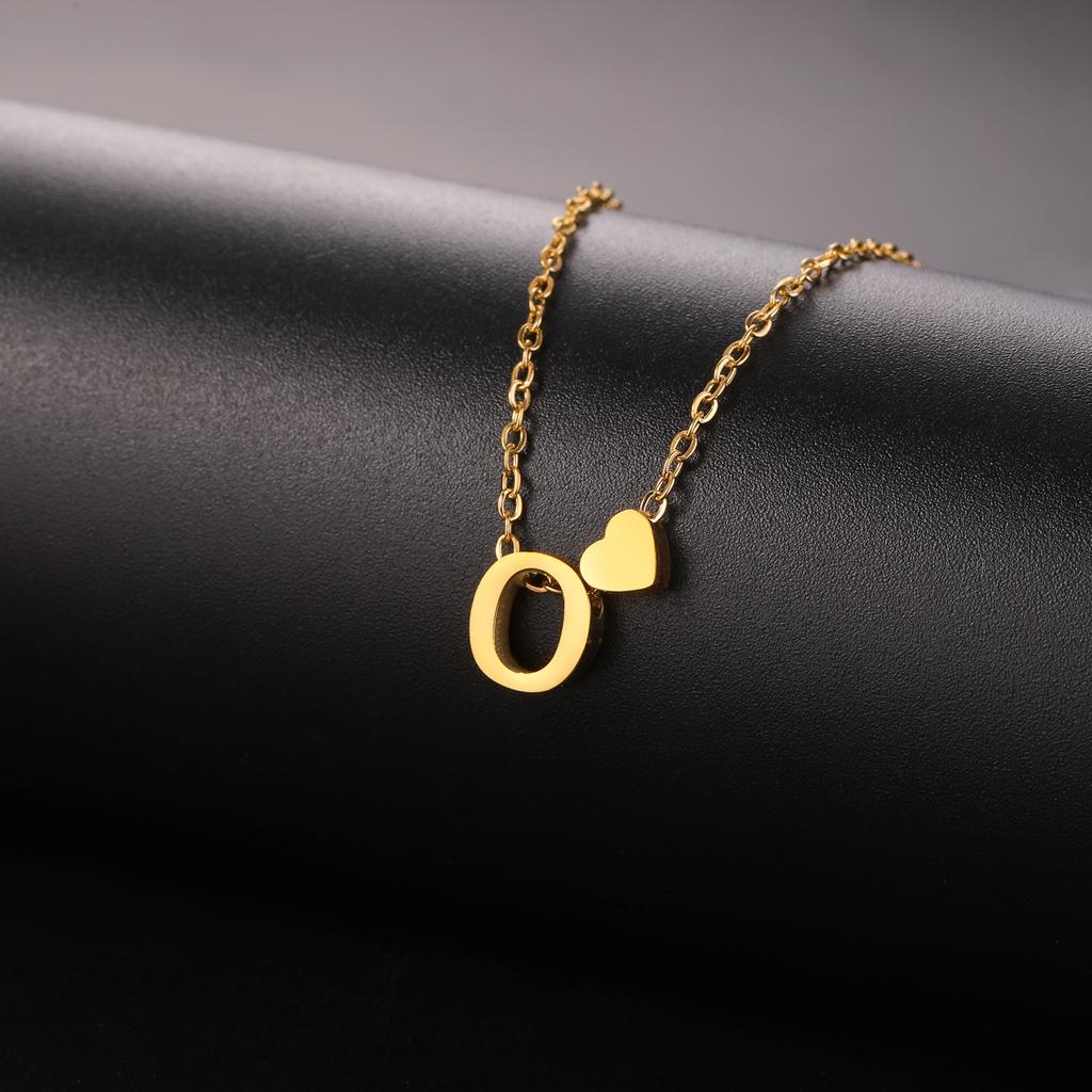 Cazador Mini Heart Initial Letter Pendant Necklaces for Women Stainless Steel A-Z Alphabet Choker Chain Jewelry Valentine Gift