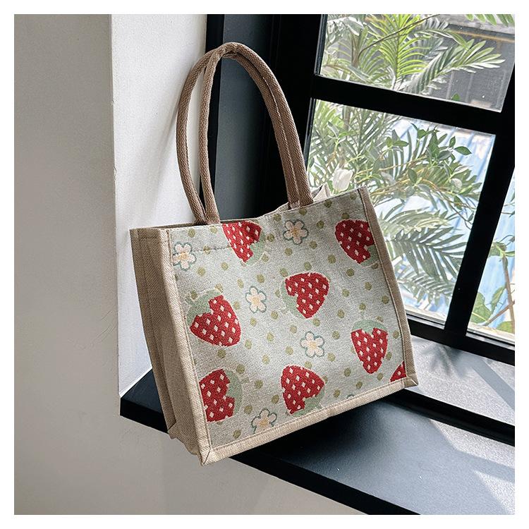 2025 New Canvas Tote Bag Large Capacity Women's Korean Cotton and Linen Commuter Packaging Lunch Box Bag