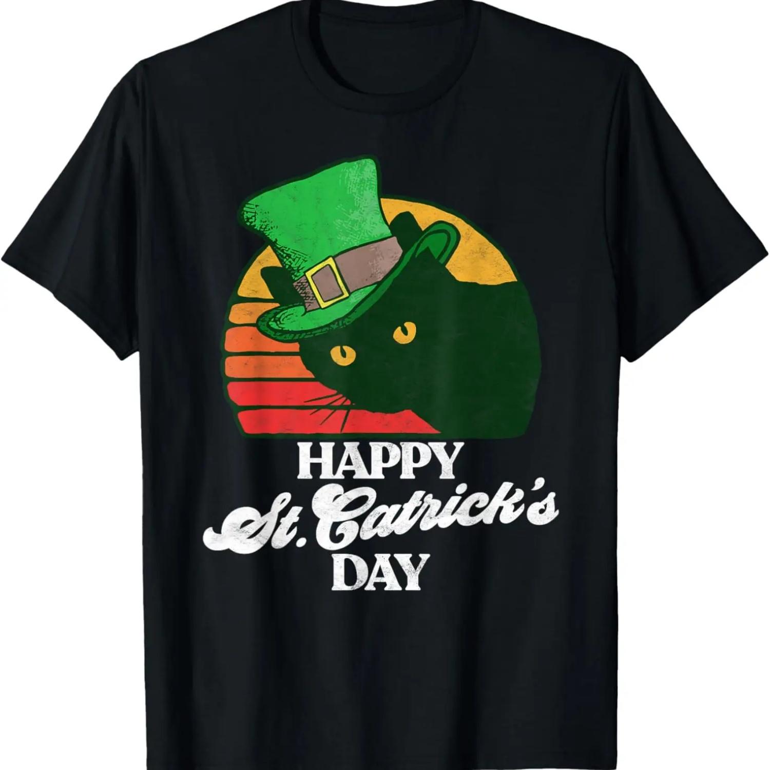 

Смешная футболка ретро в стиле 80-х с котом на День Святого Патрика XXXXXL чёрный