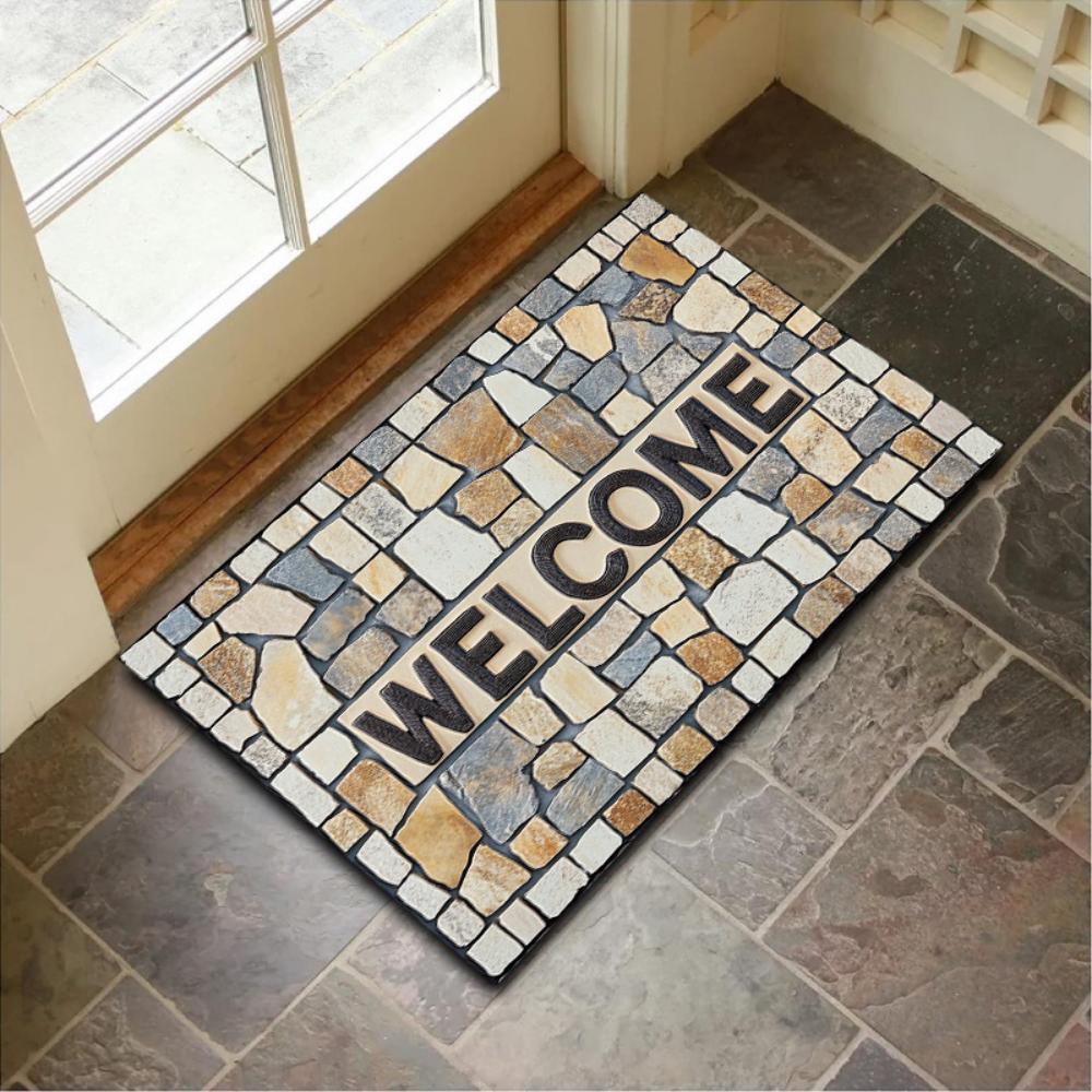 Creative Stone Block Assembly Welcome Rug Living Room Bedroom Floor Mat Kitchen Nonslip Mat Home Decor Kitchen Nonslip Door Mat