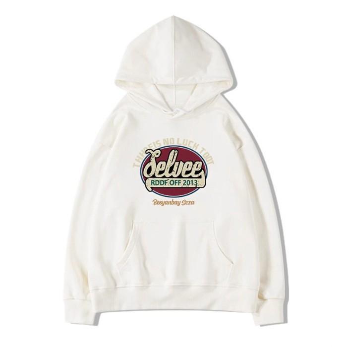 Season's new printed letter hooded sweater couple loose casual velvet